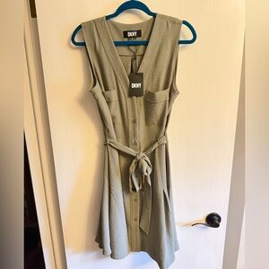 NWT DKNY Sage Green Dress with Tie Waist